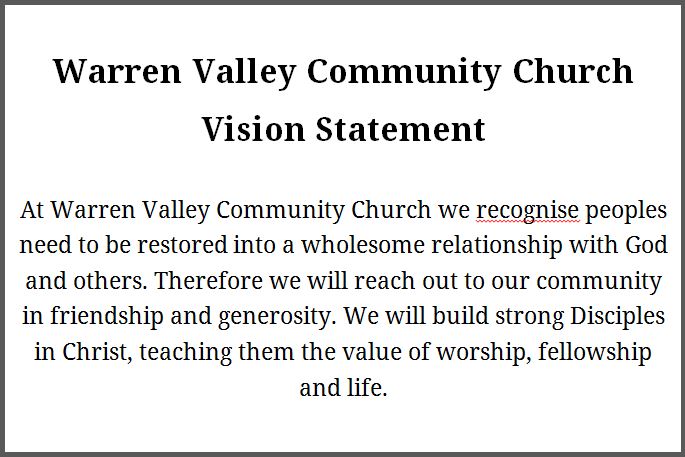 Warren Valley Church Vision Statement
